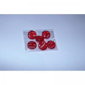 Bossa 6 discs vidre vermells amb ratlles irisades 14x4mm